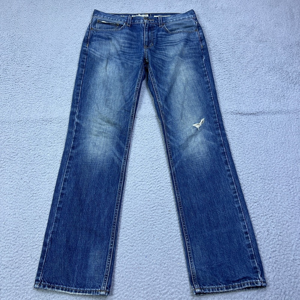 Urban Pipeline Straight Jeans Mens (Actual‎ 34x34) Washed Blue Relaxed Fit Denim